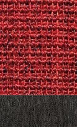 Sisal Salvador rød 010 tæppe med kantbånd i Mønstret sort